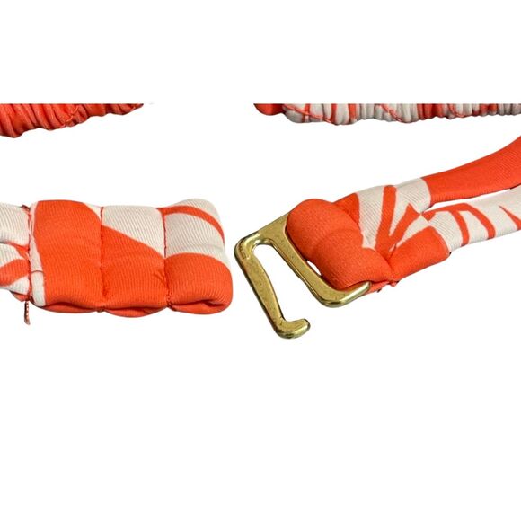 Bikini Swimsuit Triangle Top Smocked Orange Floral. Top only Lg 12-14 - Picture 3 of 3